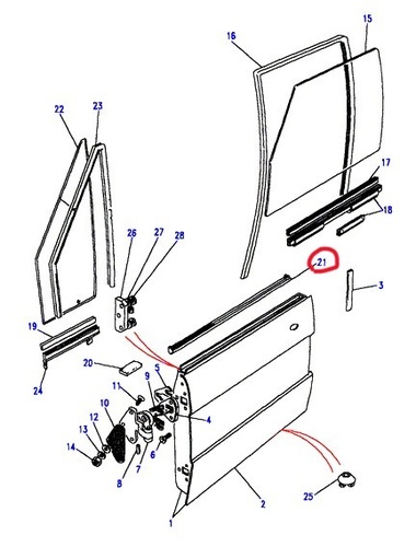 Raspador exterior vidro frente direito Range Rover Classic 2 doors