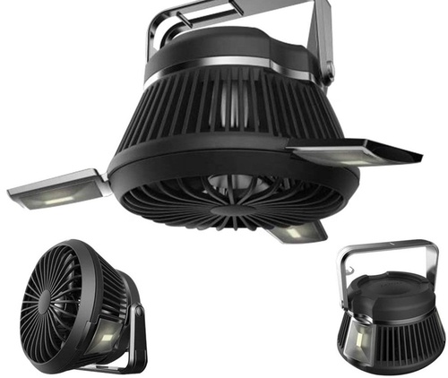 Ventilador + LED ideal para tendas e toldos (2 em 1) alimentado por painel solar