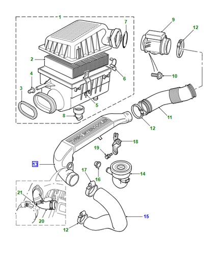 Conduta-filtro/ar/turbo-sistema de indução Range Rover P38